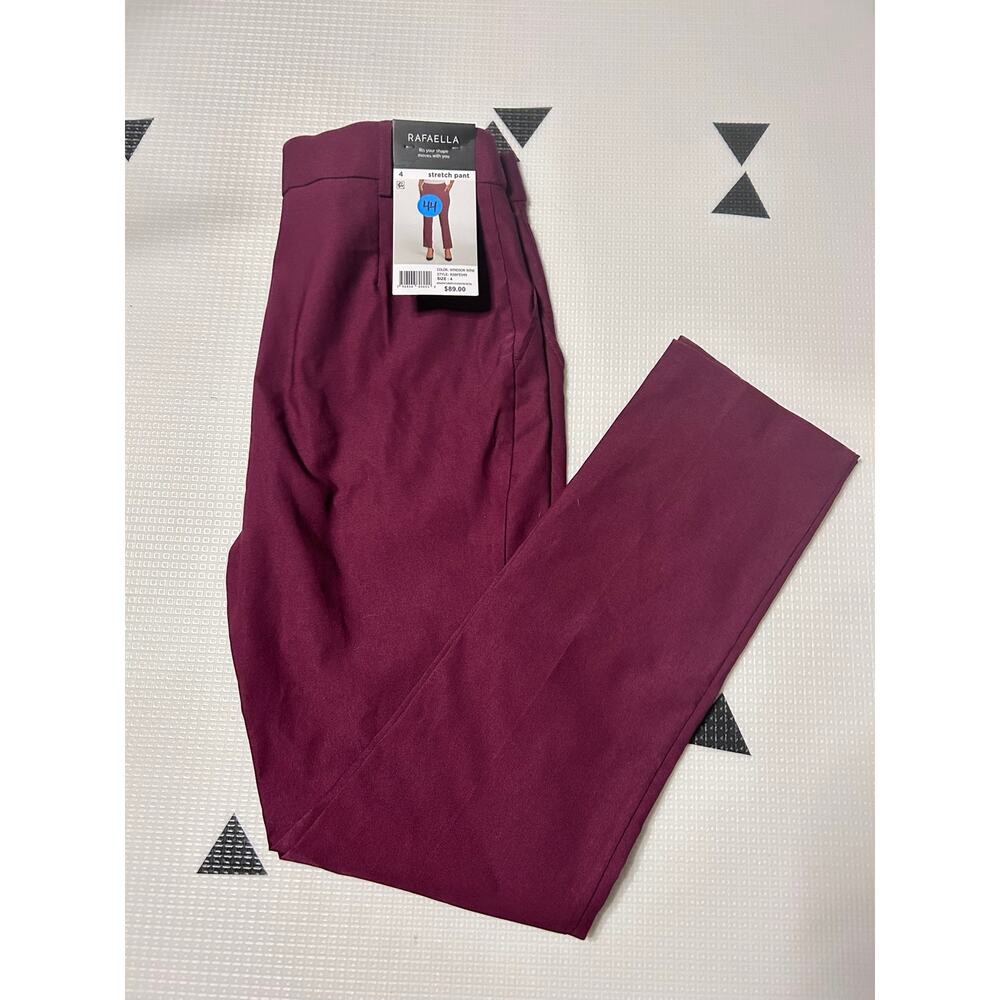 Rafaella Women's Windsor Wine Red Stretch Slim Ankle Pull-On Dress Pant - Picture 2 of 7